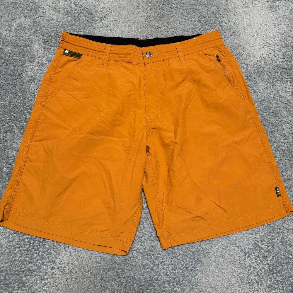 Howler Brothers Horizon Hybrid Shorts Mens 35 Orange Quick Dry Hiking Drawstring